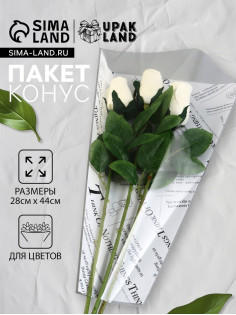 Пакет цветочный Конус, белый, 28×9×44 см±1 см