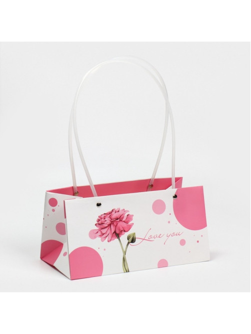 Пакет влагостойкий для цветов Love you, 24×12×12 см