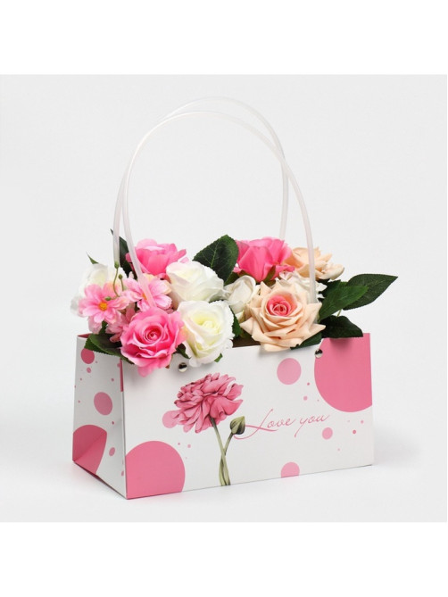 Пакет влагостойкий для цветов Love you, 24×12×12 см