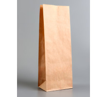Пакет крафт бумажный, фасовочный, прямоугольное дно, 12×8×33 см, 50 г/м²