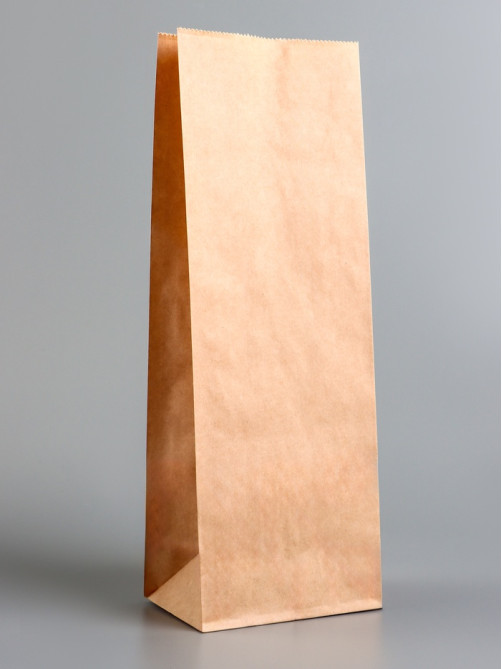 Пакет крафт бумажный, фасовочный, прямоугольное дно, 12×8×33 см, 50 г/м²