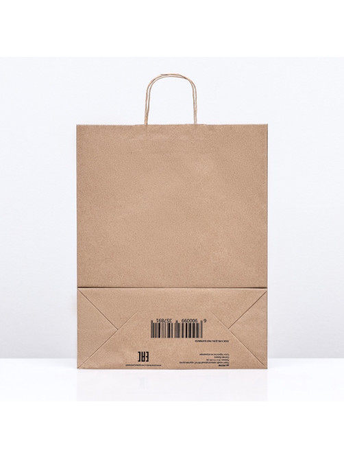 Пакет бумажный крафт 90 г/м², круглая ручка 35×15×45 см