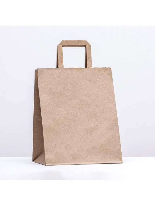 Пакет бумажный крафт, плоская ручка 24×14×29 см, 90 г/м²
