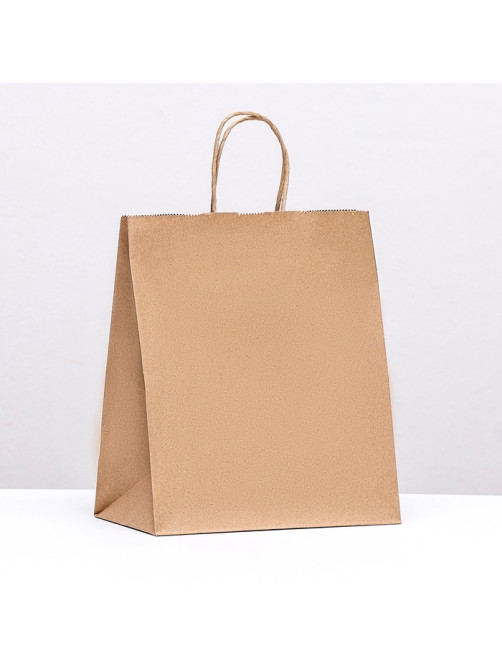 Пакет бумажный крафт 90 г/м², круглая ручка 22×12×25 см