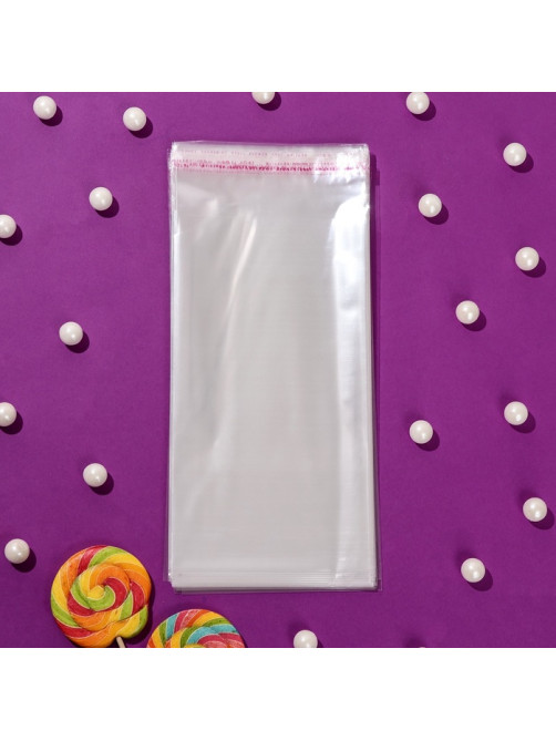 Пакет БОПП с клеевым клапаном, прозрачный для фасовки и упаковки, 12×22/4 см, 25 мкм