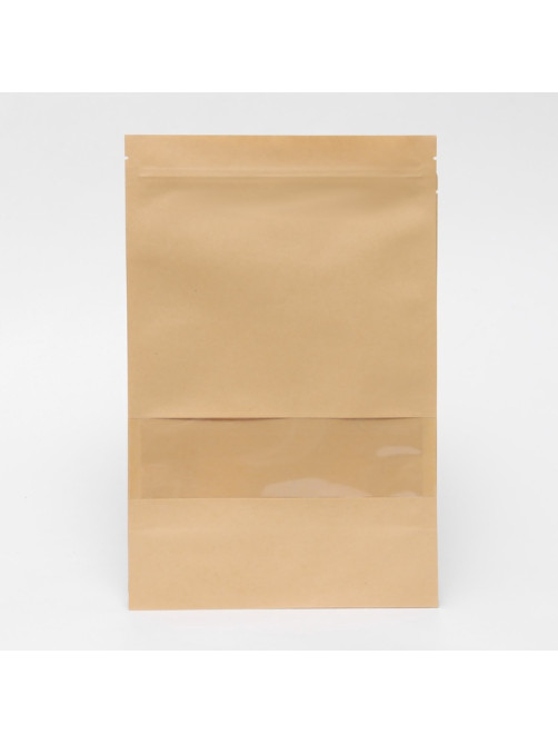 Пакет фасовочный, крафт, зип - лок, с окном, 20(4) × 30 см
