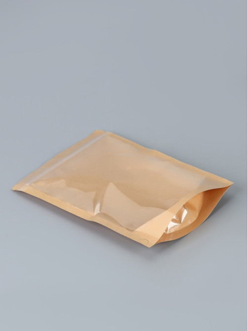 Пакет Zip-lock Крафт с прозрачной стенкой 18×26 + 4 см