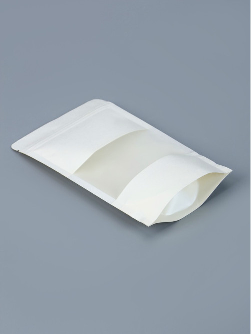 Пакет Zip-lock Крафт, белый, с прямоугольным окном, 12×20 см