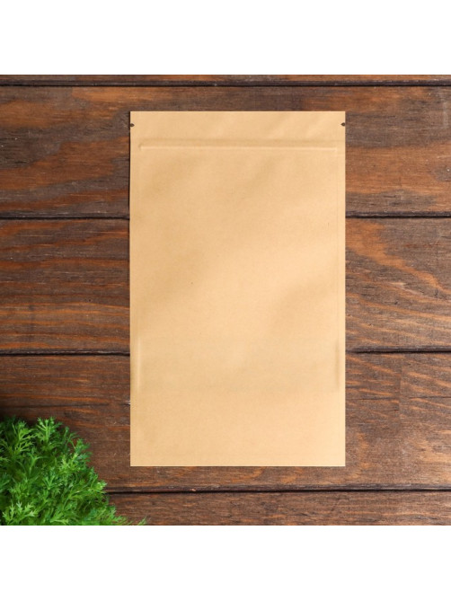 Пакет Zip - lock Крафт с прямоугольным окном, плоский, 12×20 см