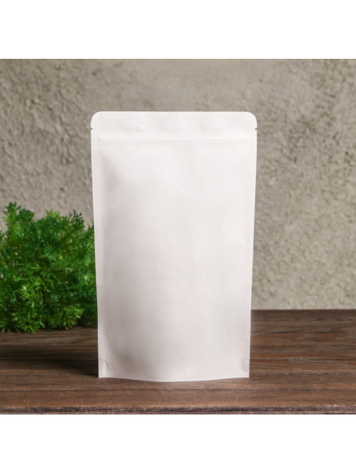 Пакет Zip-lock Крафт, белый, с прямоугольным окном 16×26 см