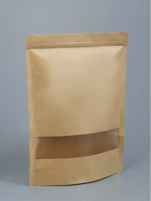 Пакет Zip - lock Крафт с прямоугольным окном, 30×40×4 см