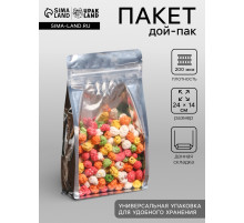 Пакет дой пак с окном, металлизированный, с дном, 14×24 см, 200 мкм