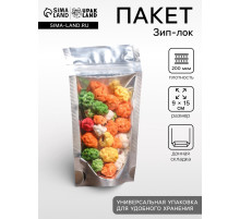 Пакет Zip-lock ПП, металлизированный, со сплошным окном, 9×15 см