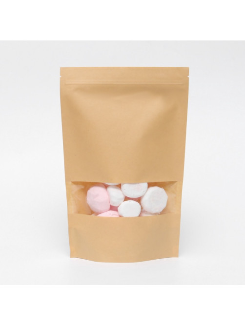 Пакет фасовочный, крафт, зип - лок, с окном, 20(4) × 30 см