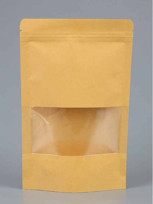 Пакет Zip - lock Крафт с прямоугольным окном 14×22 см