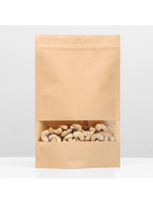 Пакет Zip - lock Крафт с прямоугольным окном 18×26 см