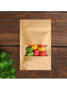 Пакет Zip - lock Крафт с прямоугольным окном, плоский, 9×14 см