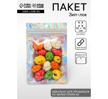 Пакет Zip-lock ПЭТ, иридисцентный, со сплошным окном, плоский, еврослот 10×15 см