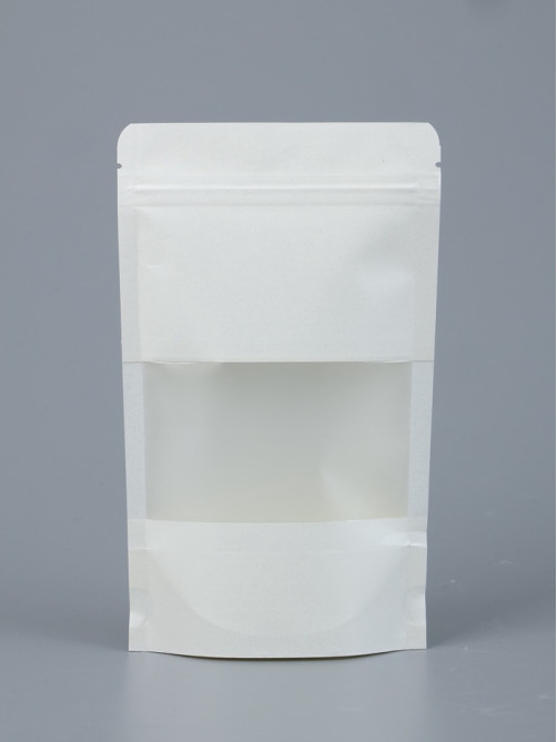 Пакет Zip-lock Крафт, белый, с прямоугольным окном, 12×20 см