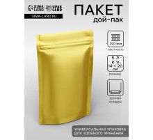 Пакет дой - пак, матовый, золотой, 14×20×4 см