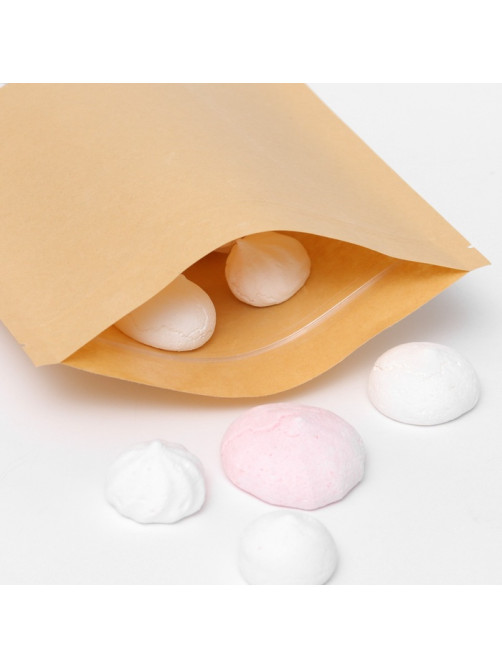 Пакет фасовочный, крафт, зип - лок, с окном, 20(4) × 30 см