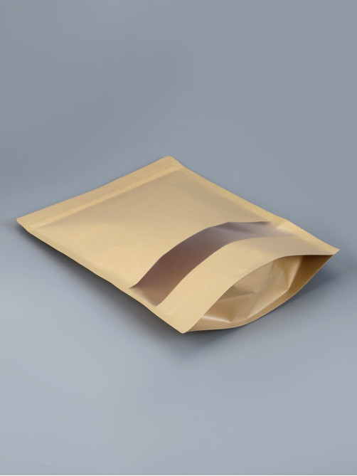 Пакет Zip - lock Крафт с прямоугольным окном, 30×40×4 см