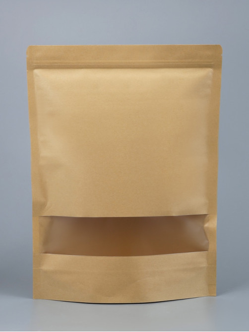 Пакет Zip - lock Крафт с прямоугольным окном, 30×40×4 см