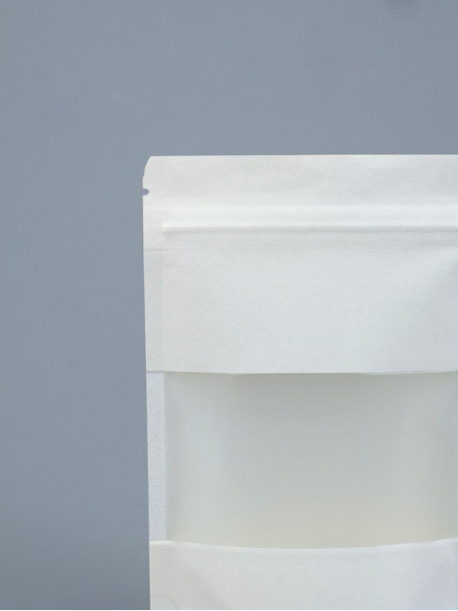 Пакет Zip-lock Крафт, белый, с прямоугольным окном 10×15 см