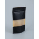 Пакет Zip-lock Крафт с прямоугольным окном, черный,12×20×4 см