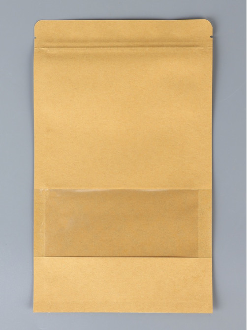 Пакет Zip - lock Крафт с прямоугольным окном, плоский, 16×26 см