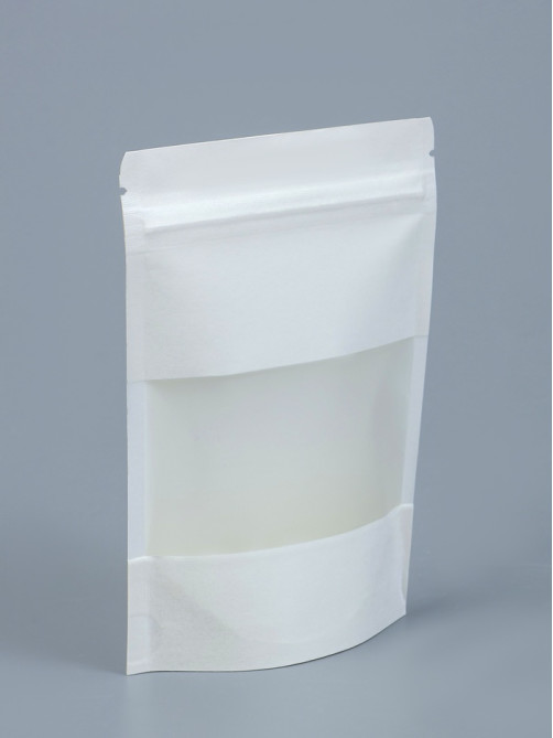 Пакет Zip-lock Крафт, белый, с прямоугольным окном 10×15 см