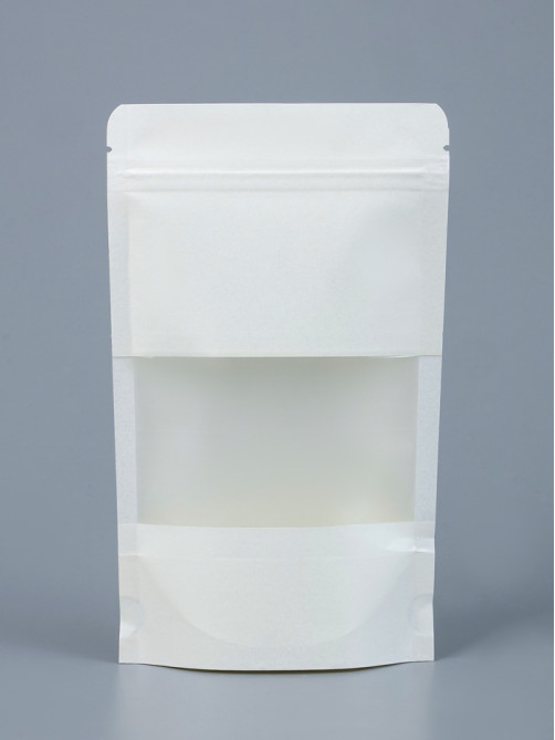 Пакет Zip-lock Крафт, белый, с прямоугольным окном, 12×20 см