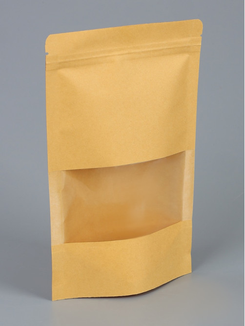 Пакет Zip - lock Крафт с прямоугольным окном 14×22 см