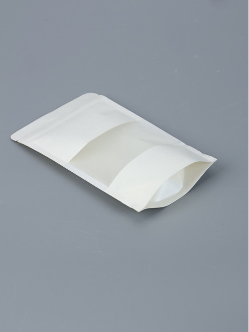 Пакет Zip-lock Крафт, белый, с прямоугольным окном, 12×20 см