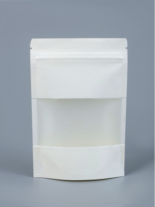 Пакет Zip-lock Крафт, белый, с прямоугольным окном 10×15 см