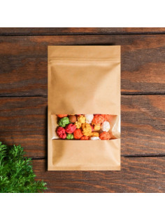 Пакет Zip - lock Крафт с прямоугольным окном, плоский, 12×20 см