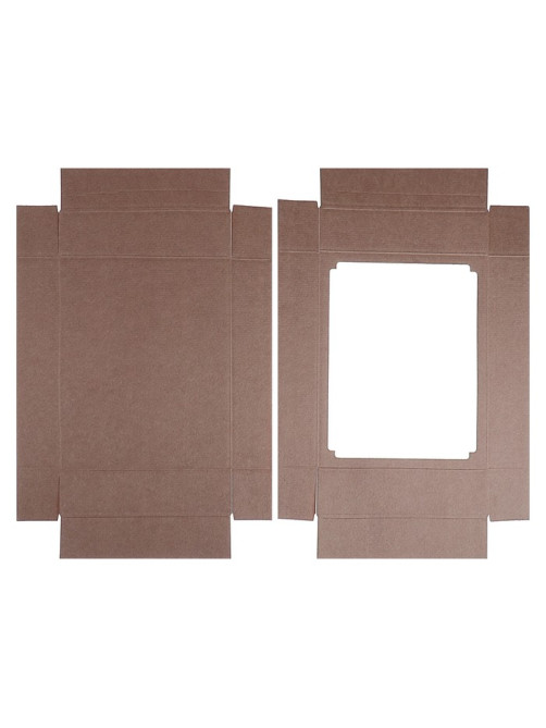 Коробка сборная без печати крышка-дно бурая с окном 29×23.5×6 см