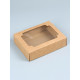 Коробка сборная без печати крышка - дно бурая с окном 18×15×5 см