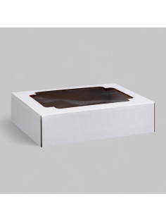 Коробка сборная без печати крышка-дно белая с окном 18×15×5 см