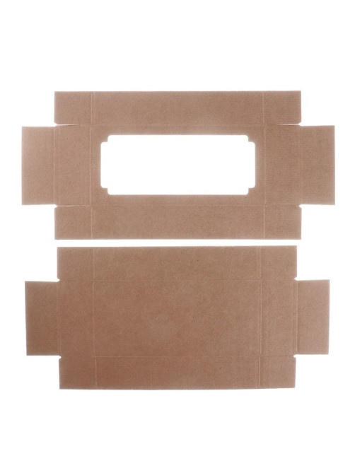 Коробка сборная без печати крышка-дно бурая с окном 24×11×4.5 см