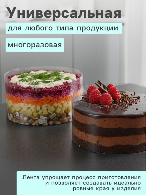 Лента ацетатная для обтяжки тортов Доляна, 40 мкр, 150 мм×10 м, прозрачная