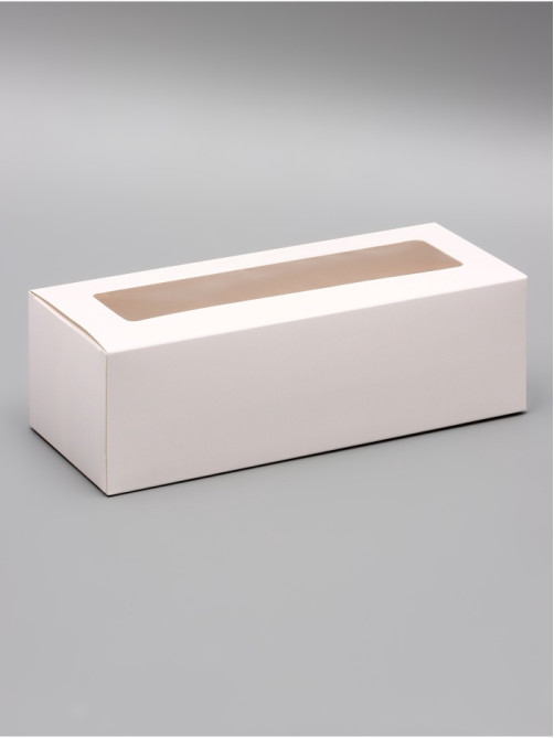 Коробка с окном под рулет, белая, 26×10×8 см, МИКС