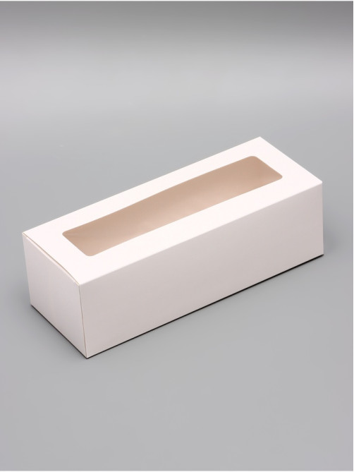 Коробка с окном под рулет, белая, 26×10×8 см, МИКС