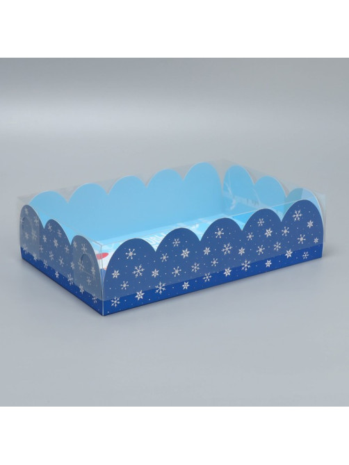 Коробка подарочная с PVC крышкой «С Новым годом!», снеговик, 20×30×8 см