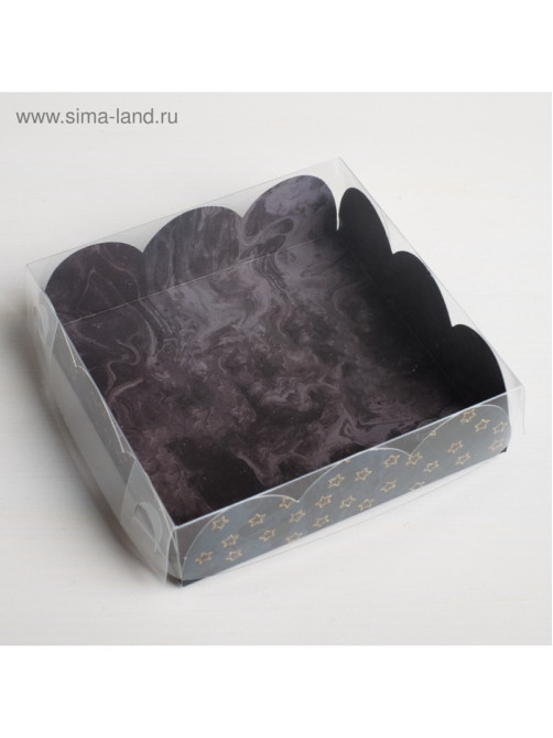 Коробка для печенья, кондитерская упаковка с пластиковой крышкой, For you, 10.5×10.5×3 см