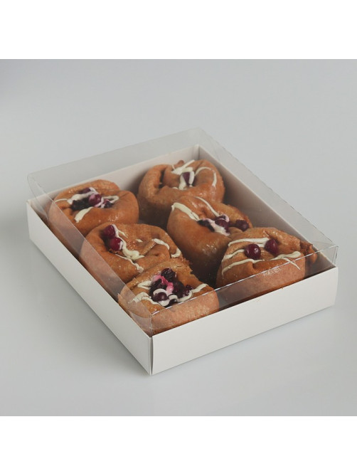 Коробочка для печенья с прозрачной крышкой 16×13×3 см