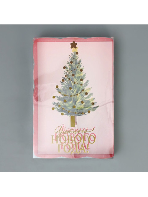 Коробка подарочная с пластиковой крышкой «Уютного Нового года!», 20×30×8 см