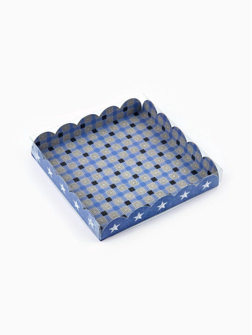 Коробка для печенья с прозрачной крышкой For real man, 18×18×3 см