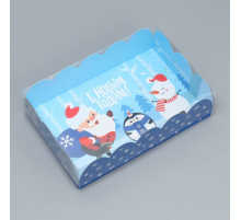 Коробка подарочная с PVC крышкой «С Новым годом!», снеговик, 20×30×8 см