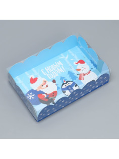 Коробка подарочная с PVC крышкой «С Новым годом!», снеговик, 20×30×8 см